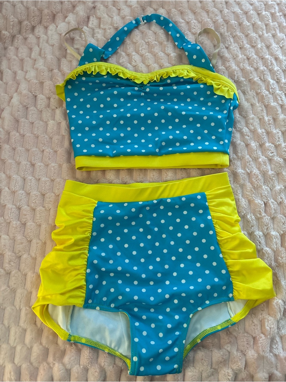 Weissman Teal Polka Dot Bikini dance costume - adult small
